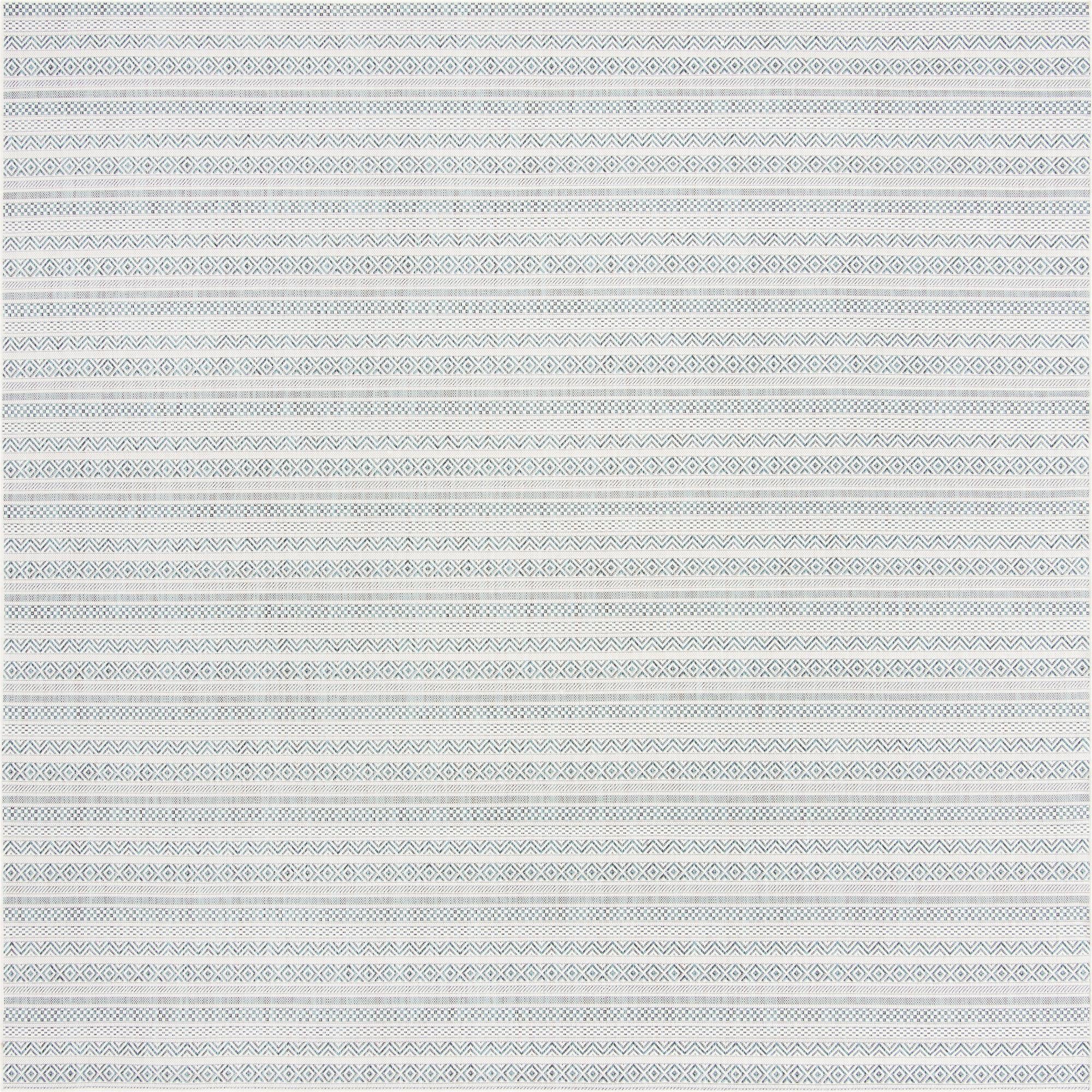 Seaside Stripes Collection Area Rug -  Boardwalk (Teal)