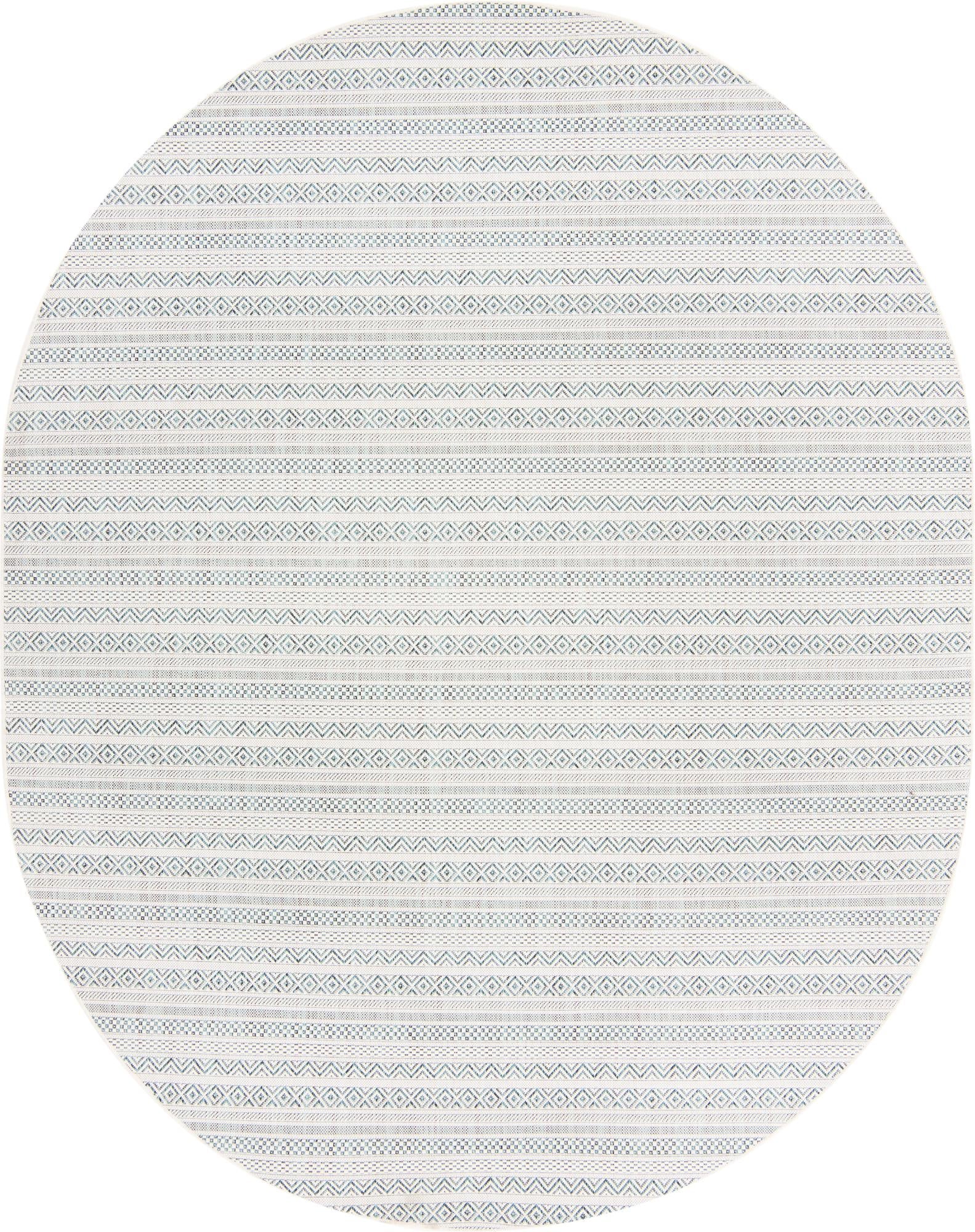 Seaside Stripes Collection Area Rug -  Boardwalk (Teal)