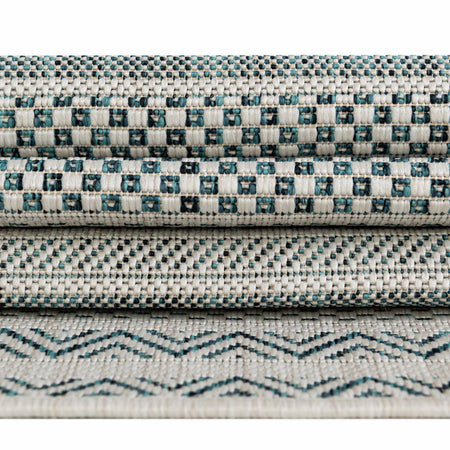 Seaside Stripes Collection Area Rug -  Boardwalk (Teal)