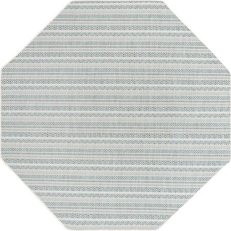 Seaside Stripes Collection Area Rug -  Boardwalk (Teal)