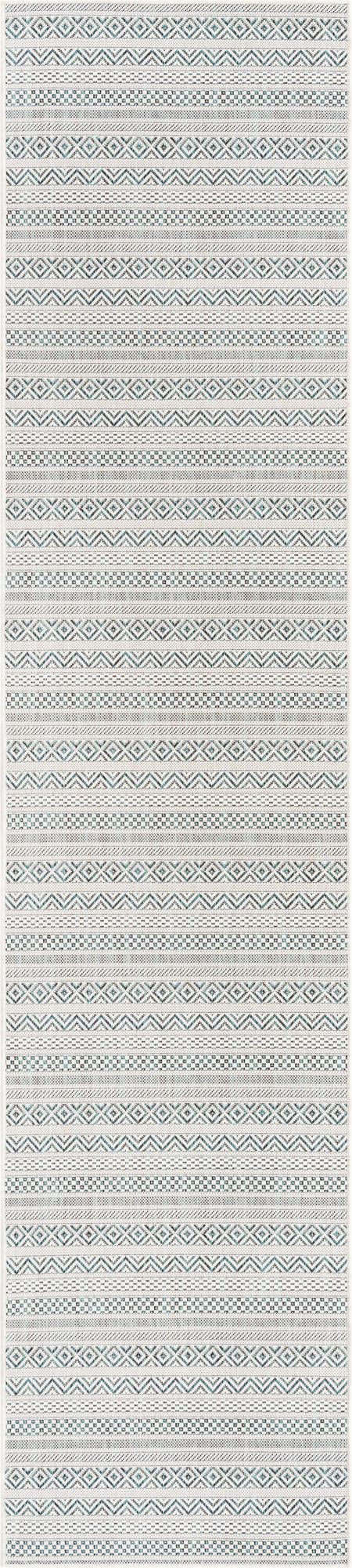 Seaside Stripes Collection Area Rug -  Boardwalk (Teal)