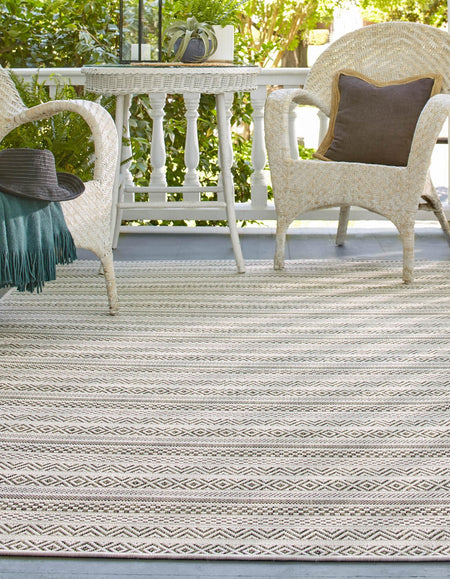 Seaside Stripes Collection Area Rug -  Boardwalk (Green)