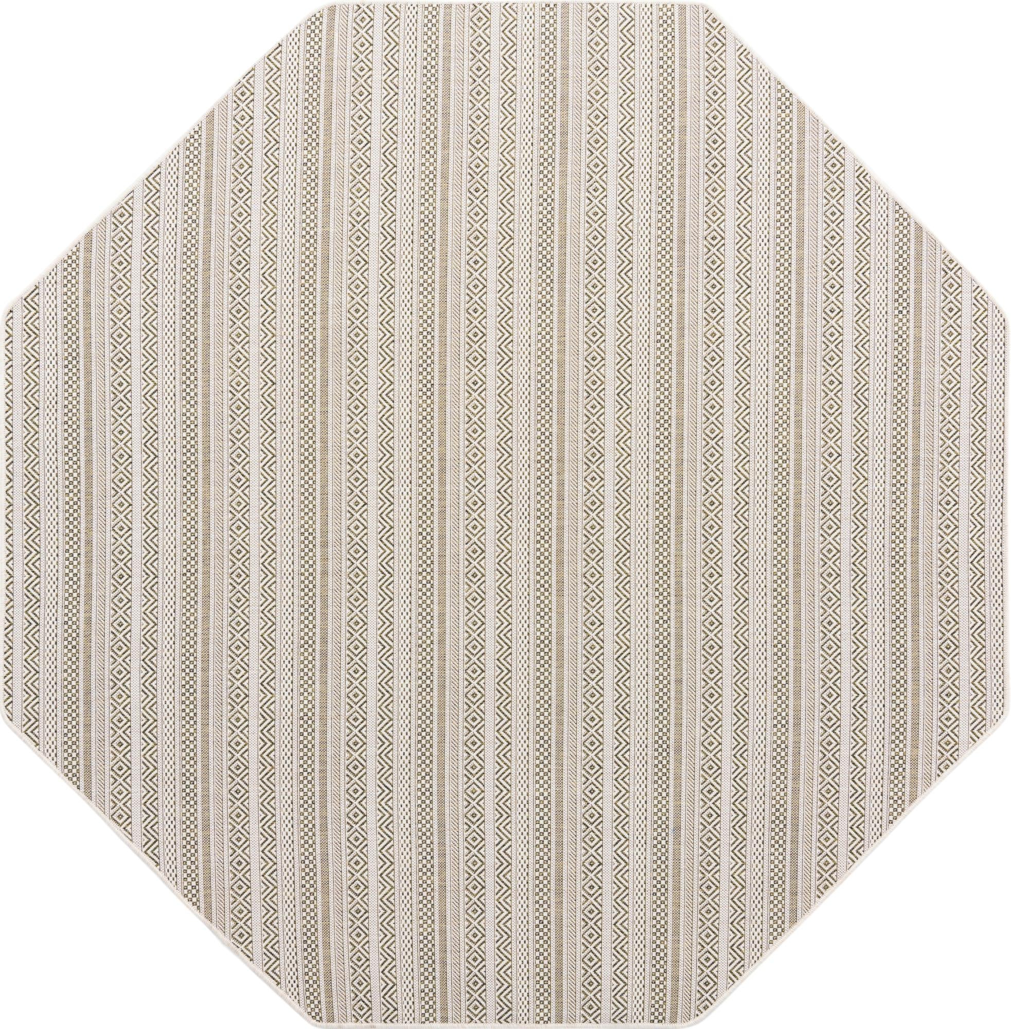 Seaside Stripes Collection Area Rug -  Boardwalk (Green)