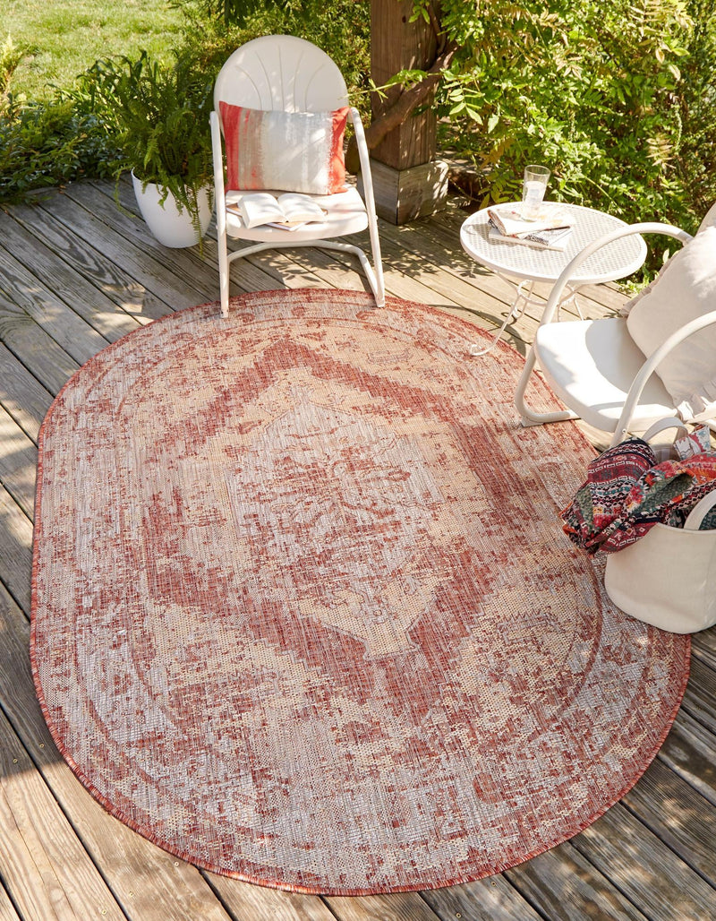 Patio Heritage Collection Area Rug -  Augusta (Rust Red) Oval Rust Red  lifestyle 3