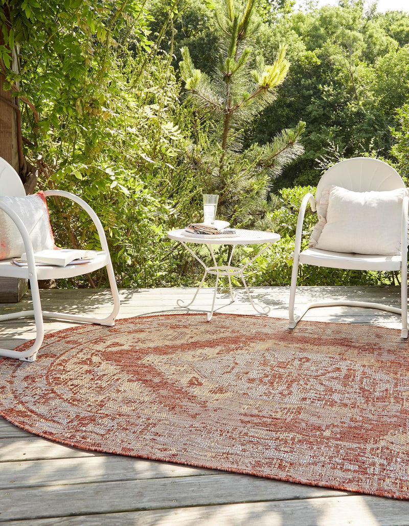 Patio Heritage Collection Area Rug -  Augusta (Rust Red) Oval Rust Red  lifestyle 7