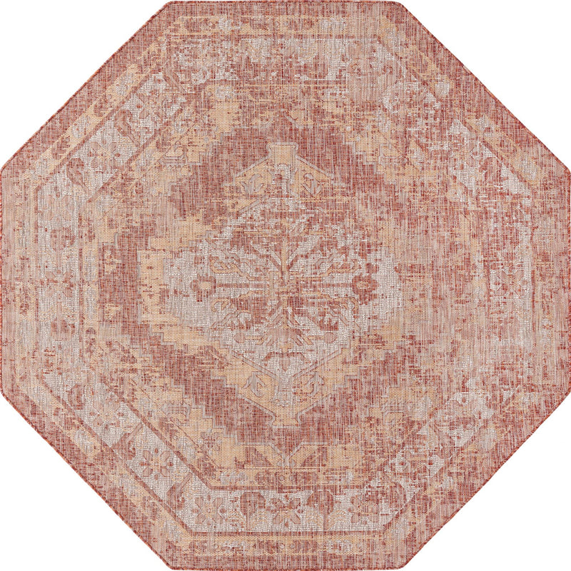 Patio Heritage Collection Area Rug -  Augusta (Rust Red) Octagon Rust Red  lifestyle 2