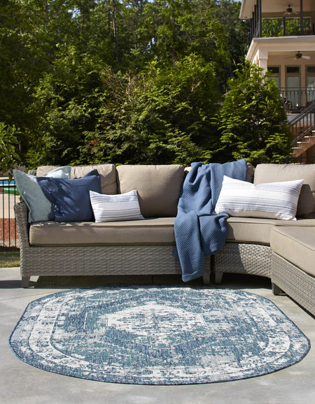 Patio Heritage Collection Area Rug -  Augusta (Blue)