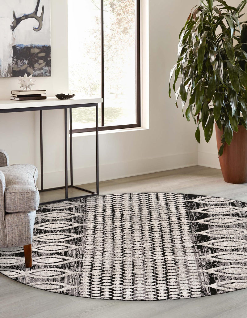 Navajo Sands Collection Area Rug - Anasazi Round Charcoal  lifestyle 55