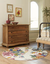 Meadow Breeze Collection Area Rug - Wildflower Round Ivory  lifestyle 41