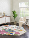 Meadow Breeze Collection Area Rug - Wildflower Octagon Ivory  lifestyle 43