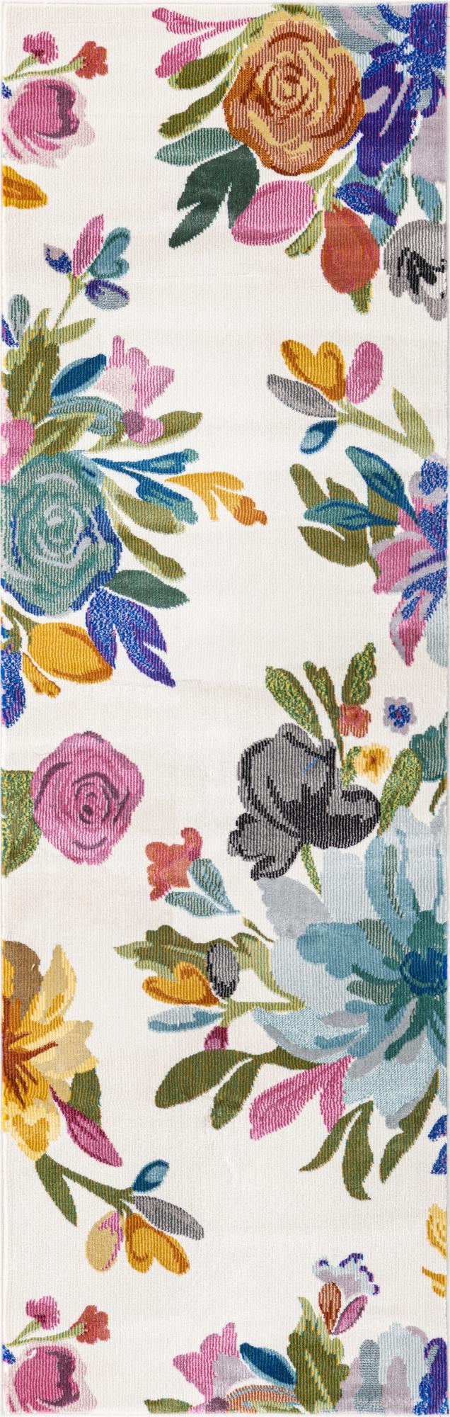 Meadow Breeze Collection Area Rug - Wildflower Runner Ivory  lifestyle 28