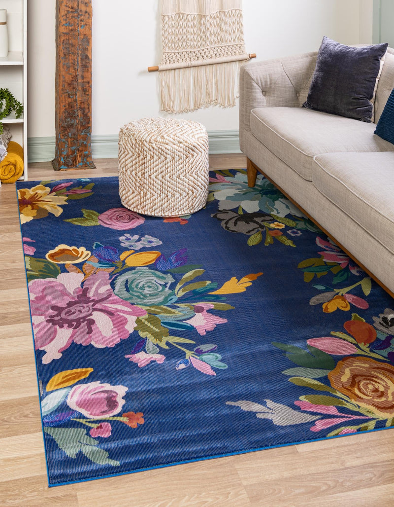 Meadow Breeze Collection Area Rug - Wildflower Rectangle Blue  lifestyle 3