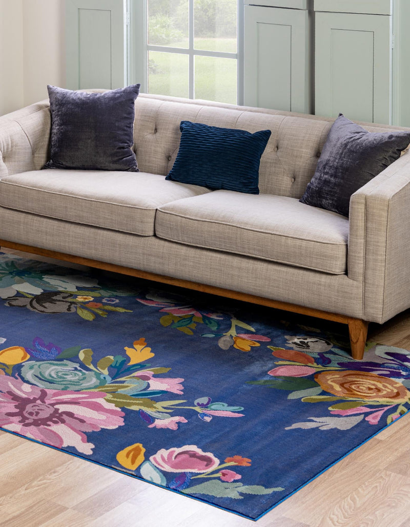 Meadow Breeze Collection Area Rug - Wildflower Rectangle Blue  lifestyle 5