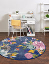 Meadow Breeze Collection Area Rug - Wildflower Round Blue  lifestyle 30