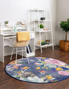 Meadow Breeze Collection Area Rug - Wildflower Round Blue  lifestyle 38