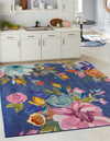 Meadow Breeze Collection Area Rug - Wildflower Square Blue  lifestyle 31