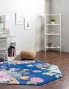 Meadow Breeze Collection Area Rug - Wildflower Octagon Blue  lifestyle 50