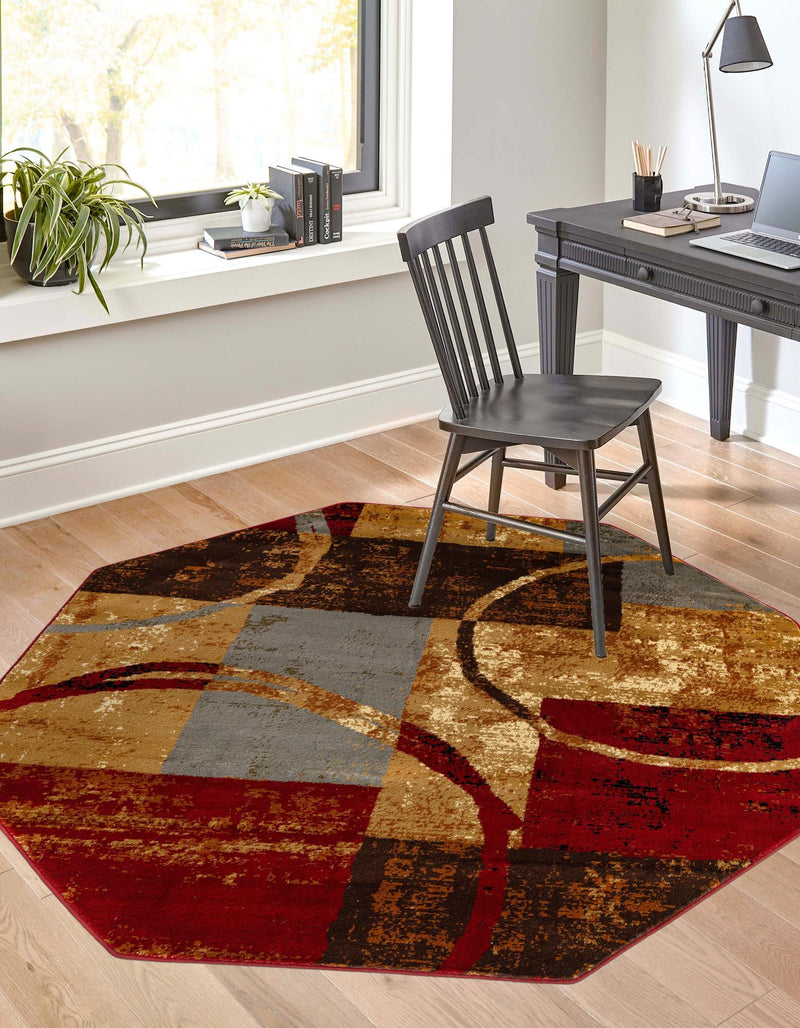 Bistro Lounge Collection Area Rug -  Ristretto Octagon Multi  lifestyle 48