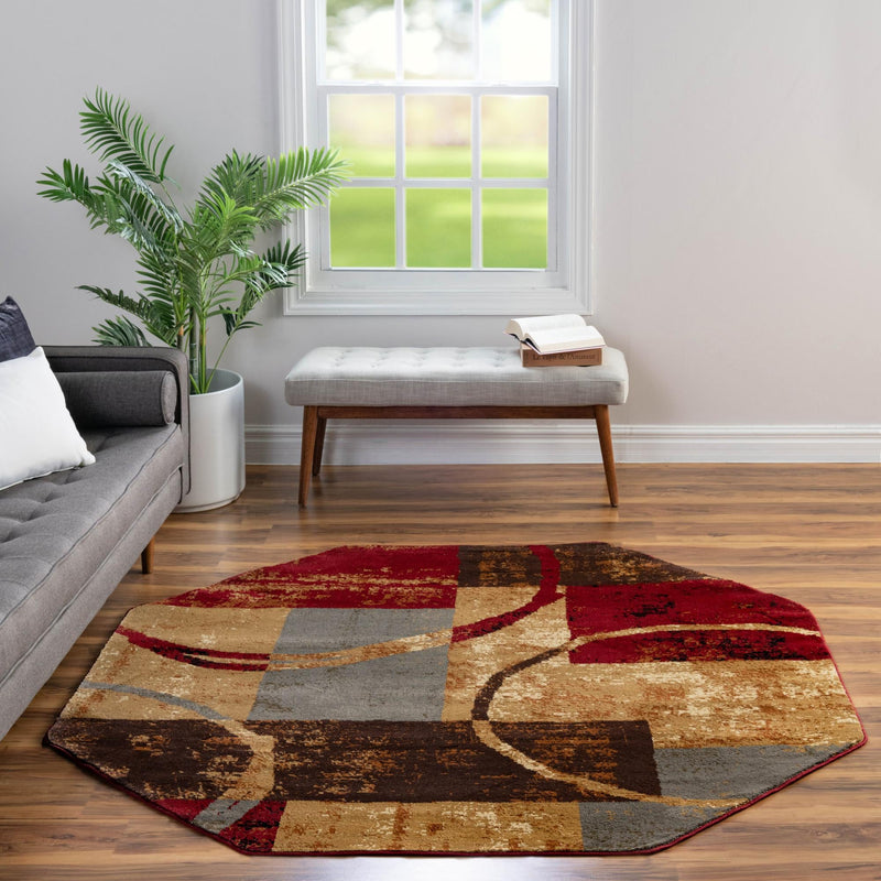 Bistro Lounge Collection Area Rug -  Ristretto Octagon Multi  lifestyle 113