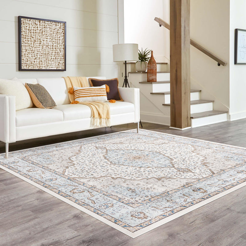 Mykonos Manor Collection Area Rug - Delos Square Blue  lifestyle 121