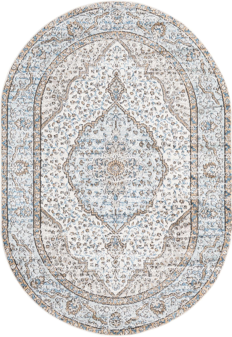 Mykonos Manor Collection Area Rug - Delos Oval Blue  lifestyle 24