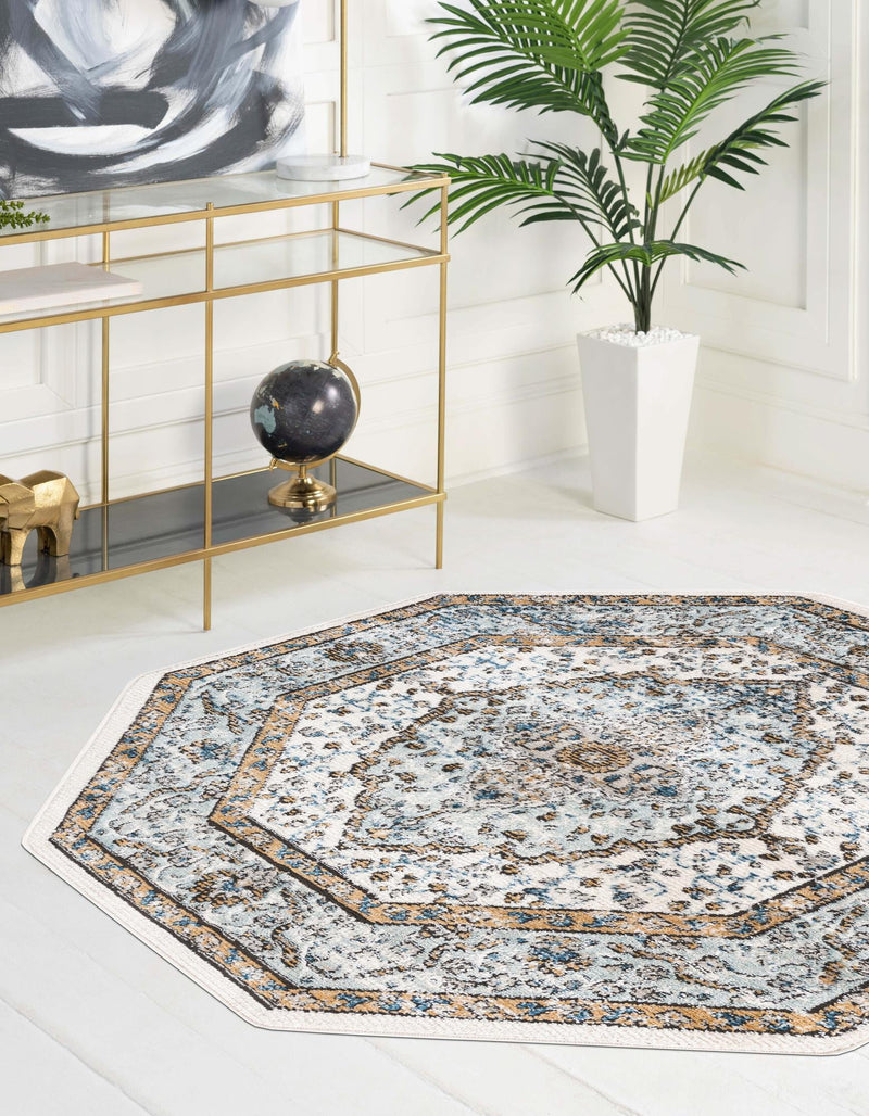 Mykonos Manor Collection Area Rug - Delos Octagon Blue  lifestyle 34