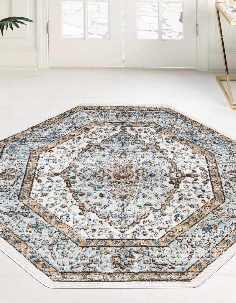 Mykonos Manor Collection Area Rug - Delos Octagon Blue  lifestyle 42