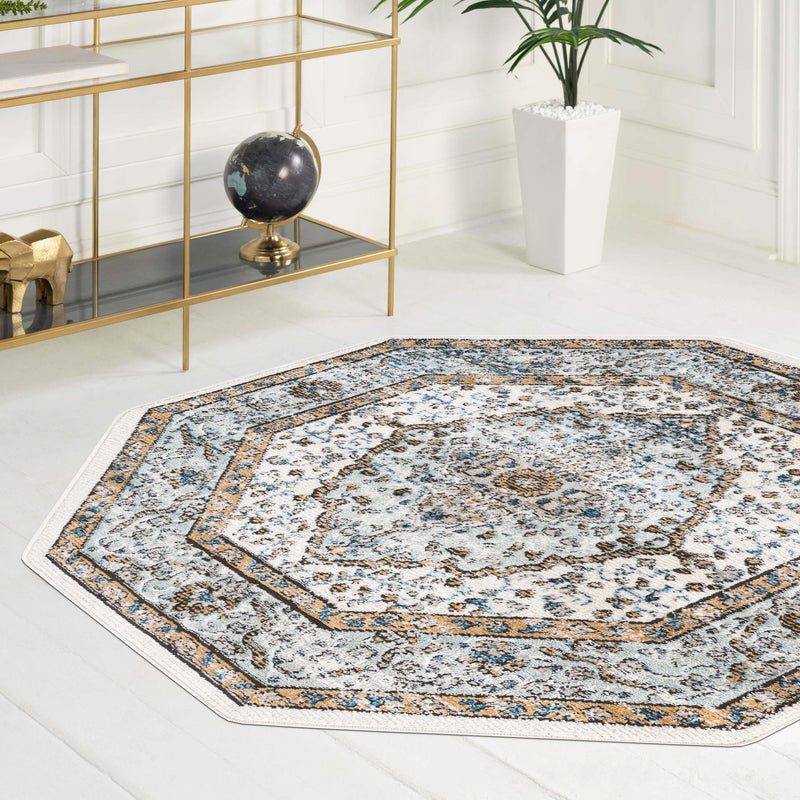 Mykonos Manor Collection Area Rug - Delos Octagon Blue  lifestyle 115