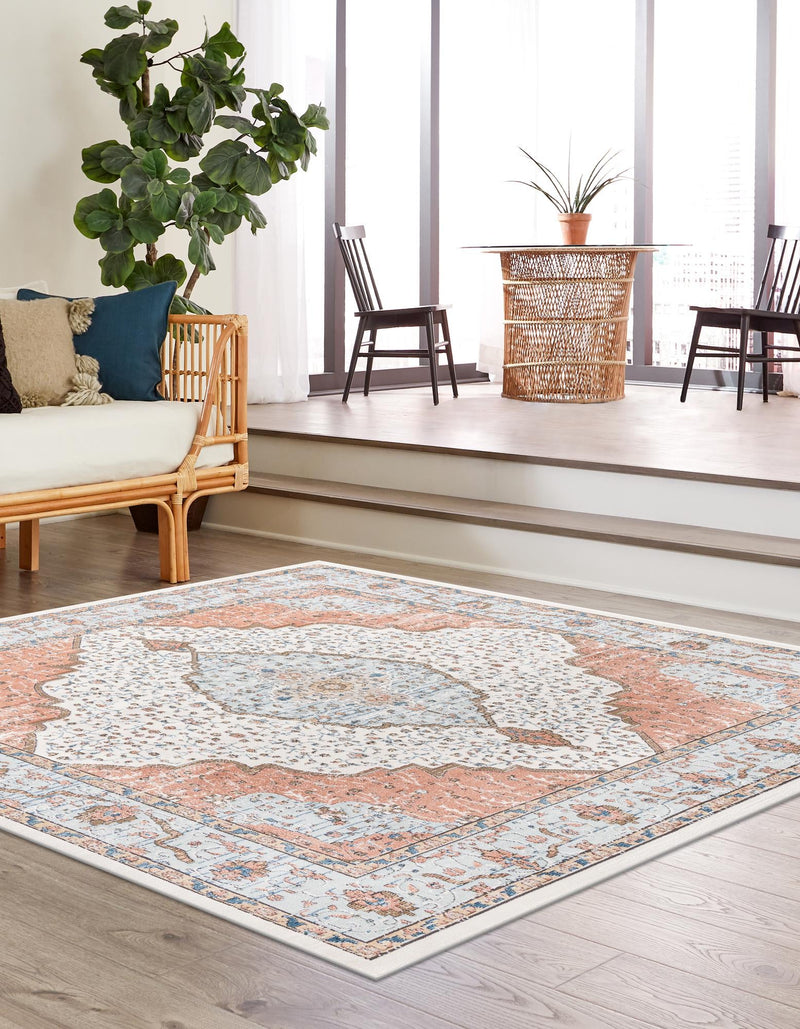 Mykonos Manor Collection Area Rug - Delos Square Ivory  lifestyle 45