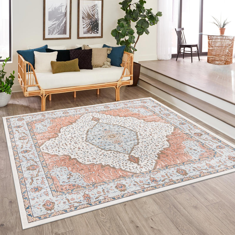 Mykonos Manor Collection Area Rug - Delos Square Ivory  lifestyle 117