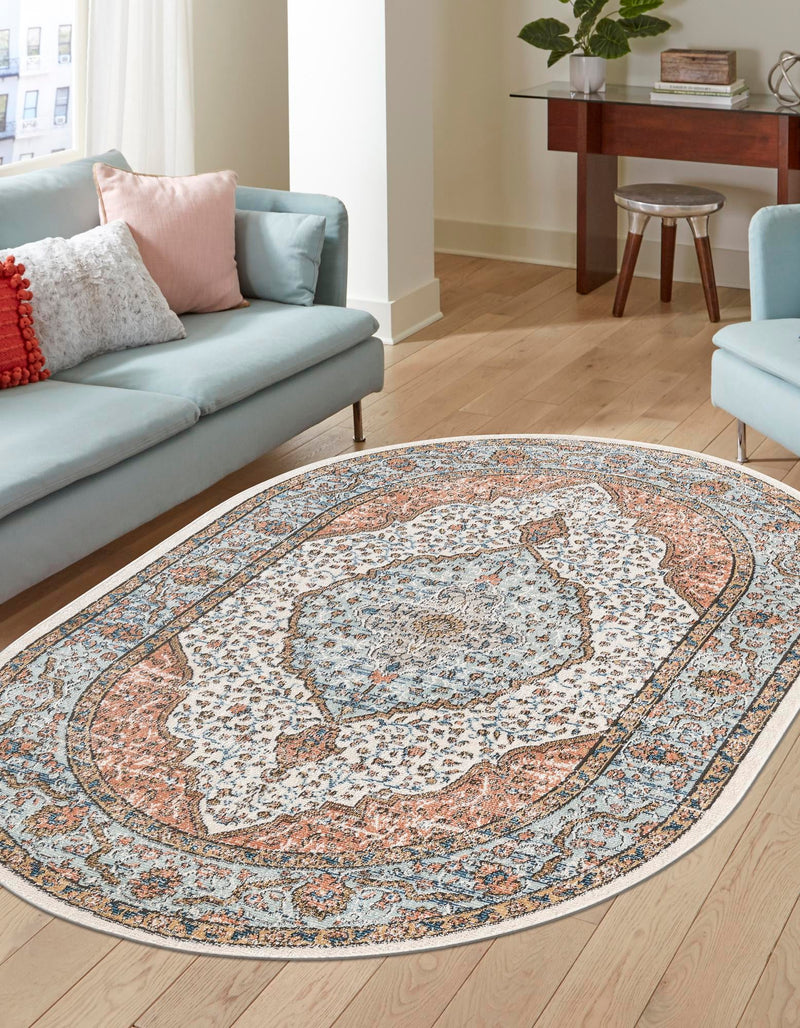 Mykonos Manor Collection Area Rug - Delos Oval Ivory  lifestyle 38