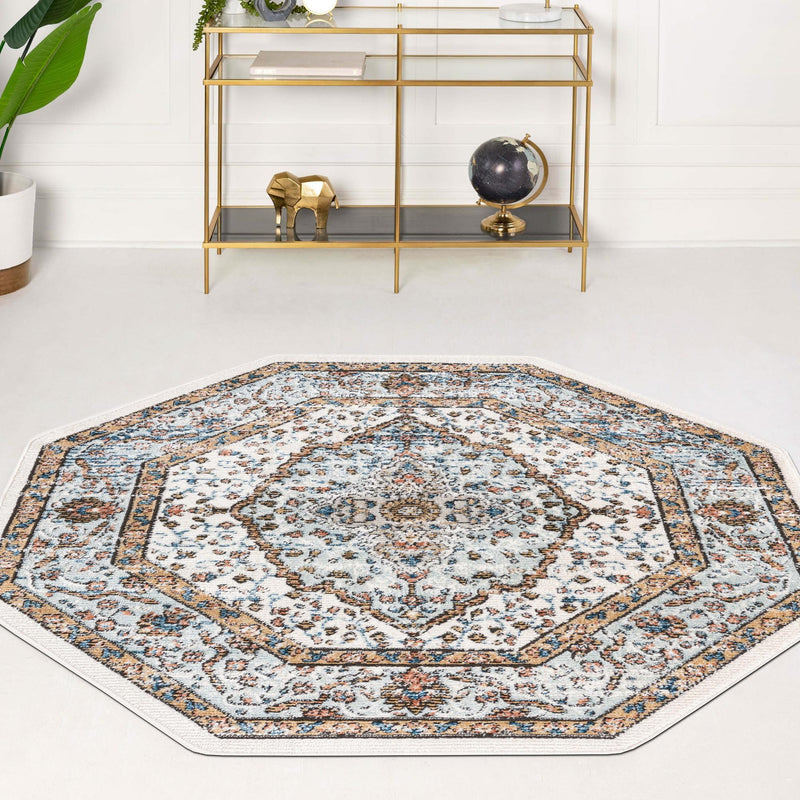 Mykonos Manor Collection Area Rug - Delos Octagon Ivory  lifestyle 119