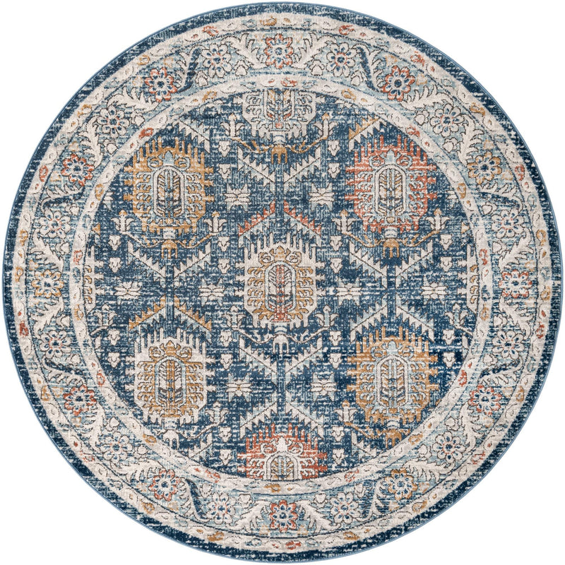 Mykonos Manor Collection Area Rug -  Paros Round Blue  lifestyle 34