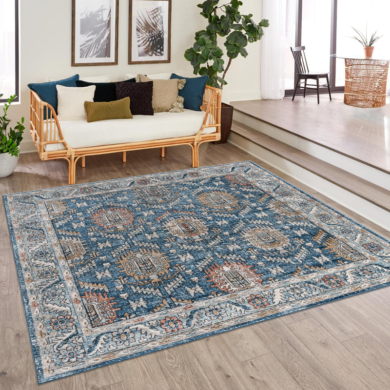 Mykonos Manor Collection Area Rug -  Paros Square Blue  lifestyle 145