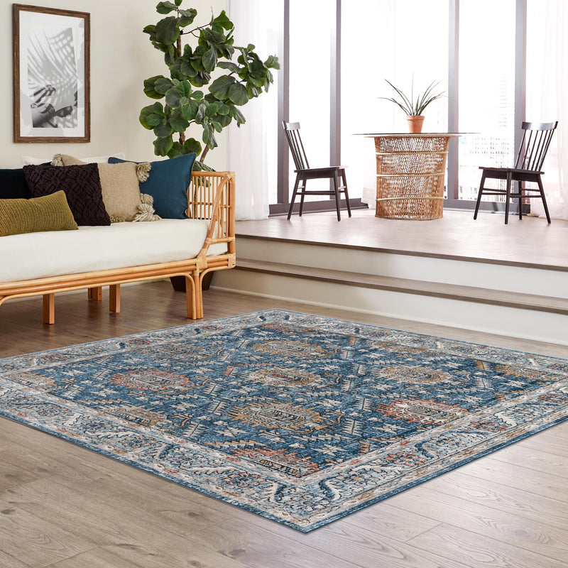 Mykonos Manor Collection Area Rug -  Paros Square Blue  lifestyle 150