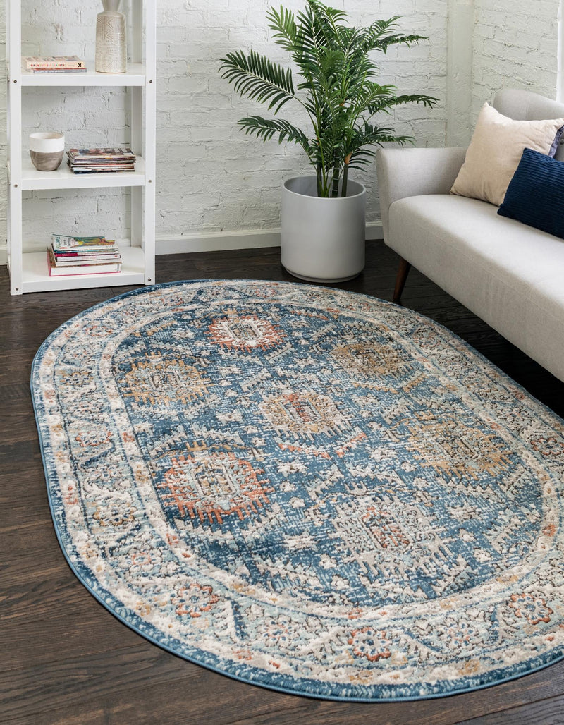 Mykonos Manor Collection Area Rug -  Paros Oval Blue  lifestyle 63