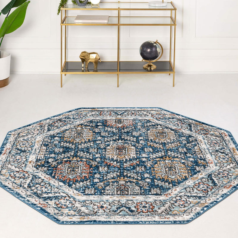 Mykonos Manor Collection Area Rug -  Paros Octagon Blue  lifestyle 155