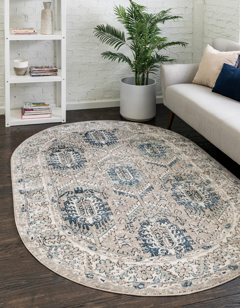 Mykonos Manor Collection Area Rug -  Paros Oval Gray  lifestyle 44