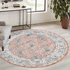 Mykonos Manor Collection Area Rug -  Paros Round Salmon Pink  lifestyle 156