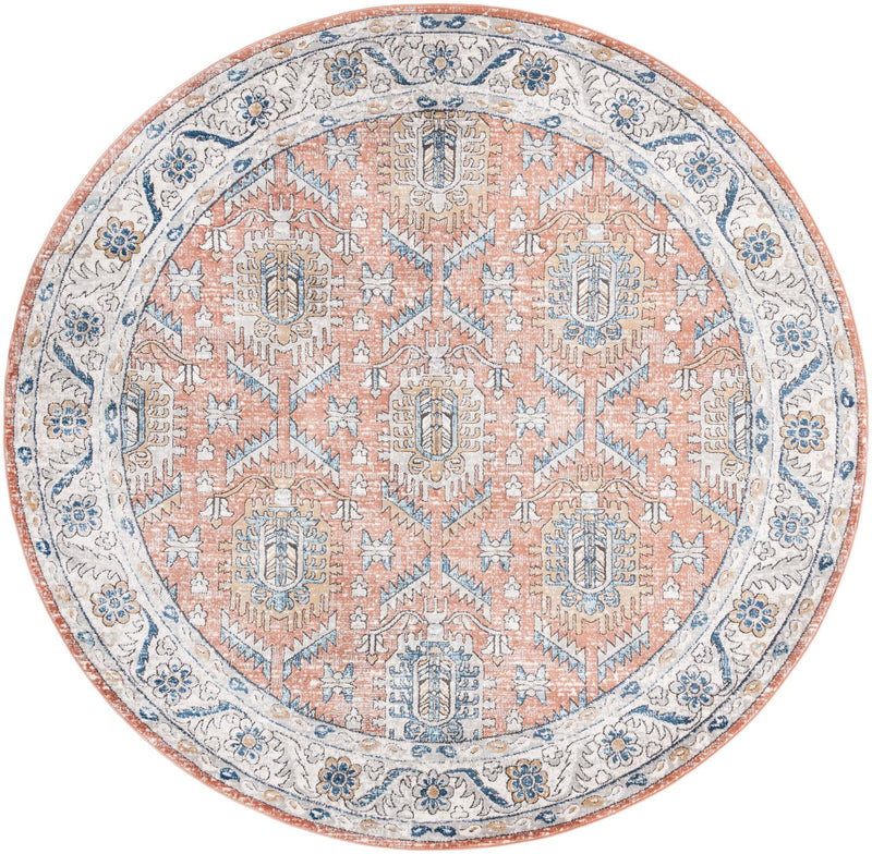 Mykonos Manor Collection Area Rug -  Paros Round Salmon Pink  lifestyle 41