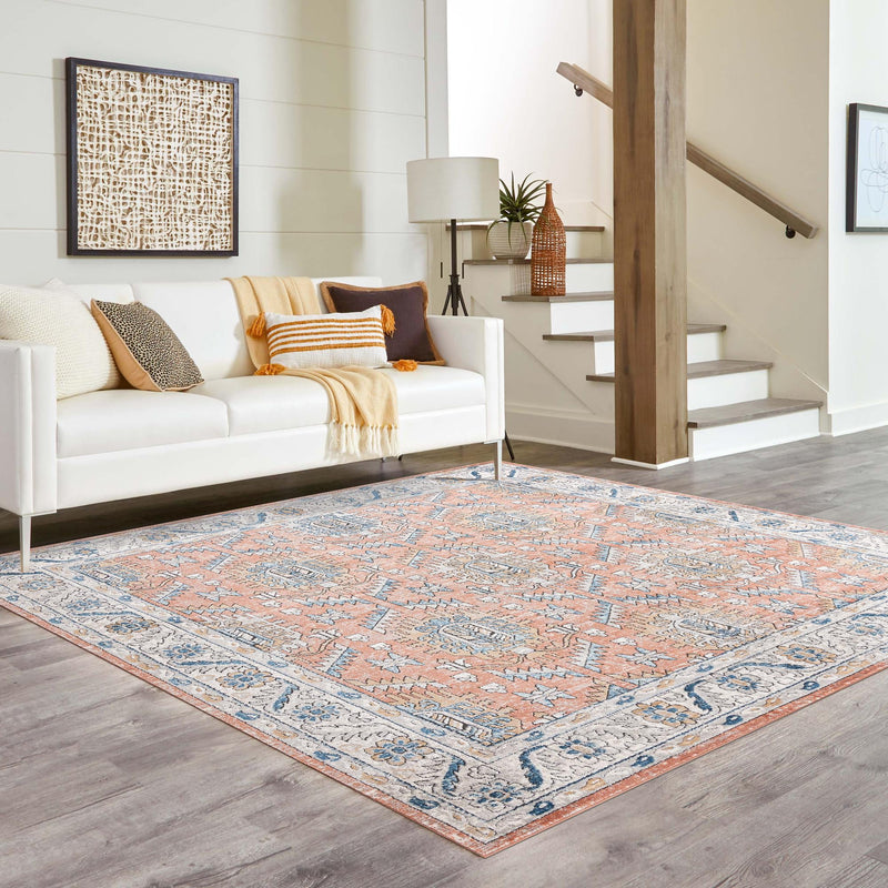 Mykonos Manor Collection Area Rug -  Paros Square Salmon Pink  lifestyle 151