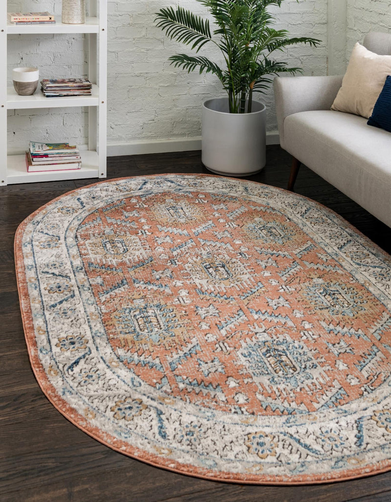 Mykonos Manor Collection Area Rug -  Paros Oval Salmon Pink  lifestyle 67