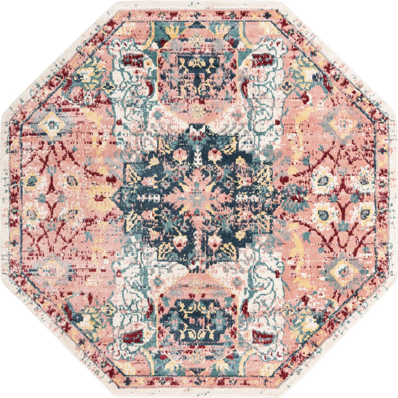 Savannah Elegance Collection Area Rug -  Azalea Octagon Pink  lifestyle 35