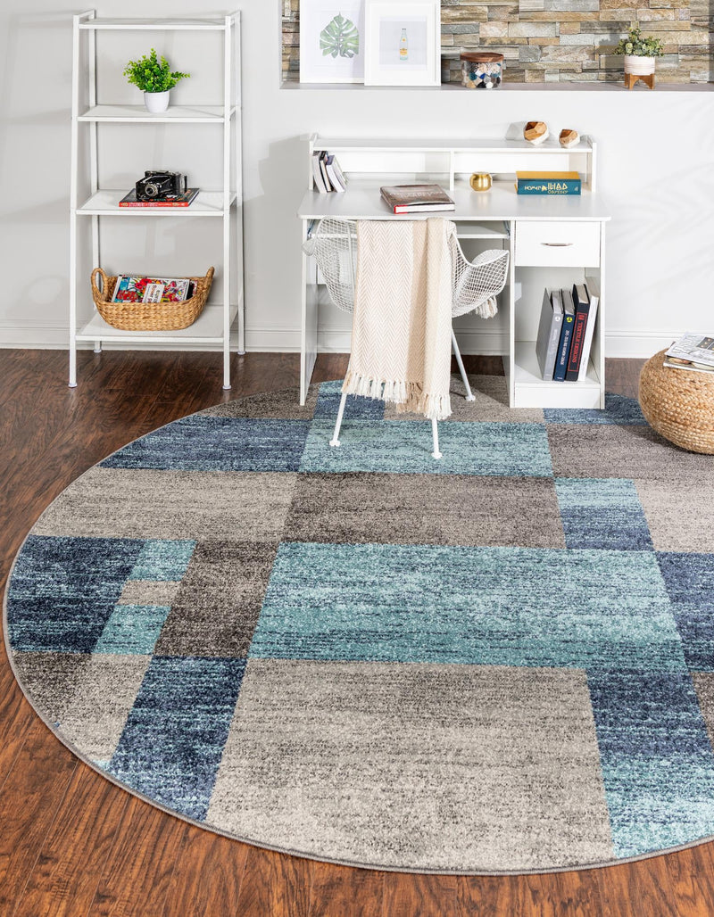 Autumn Meadow Collection Area Rug -  Sycamoreside (Blue Gray) Round Blue Gray  lifestyle 19