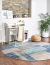 Autumn Meadow Collection Area Rug -  Sycamoreside (Blue Gray) Round Blue Gray  lifestyle 24