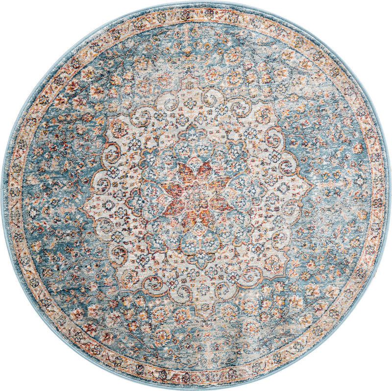 Coastal Haven Collection Area Rug - Seabreeze (Blue) Round Blue  lifestyle 14