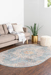 Coastal Haven Collection Area Rug - Seabreeze (Blue) Oval Blue  lifestyle 26