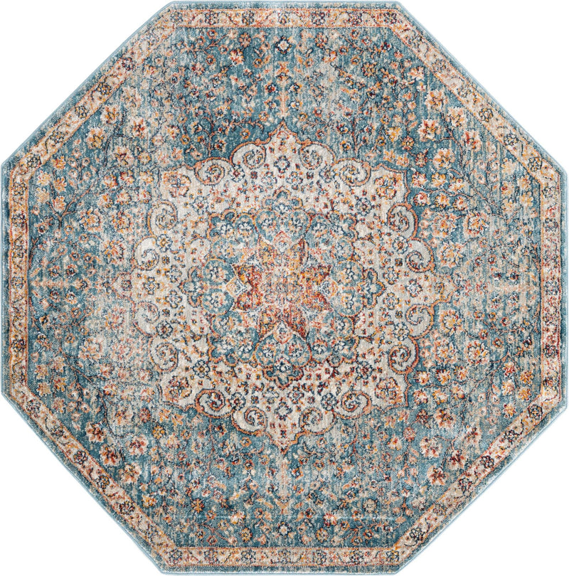 Coastal Haven Collection Area Rug - Seabreeze (Blue) Octagon Blue  lifestyle 17