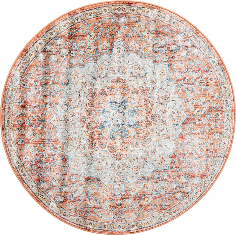 Coastal Haven Collection Area Rug - Seabreeze (Red) Round Red  lifestyle 17