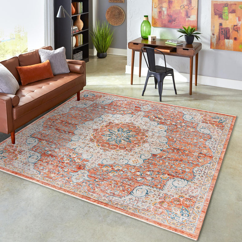 Coastal Haven Collection Area Rug - Seabreeze (Red) Square Red  lifestyle 80